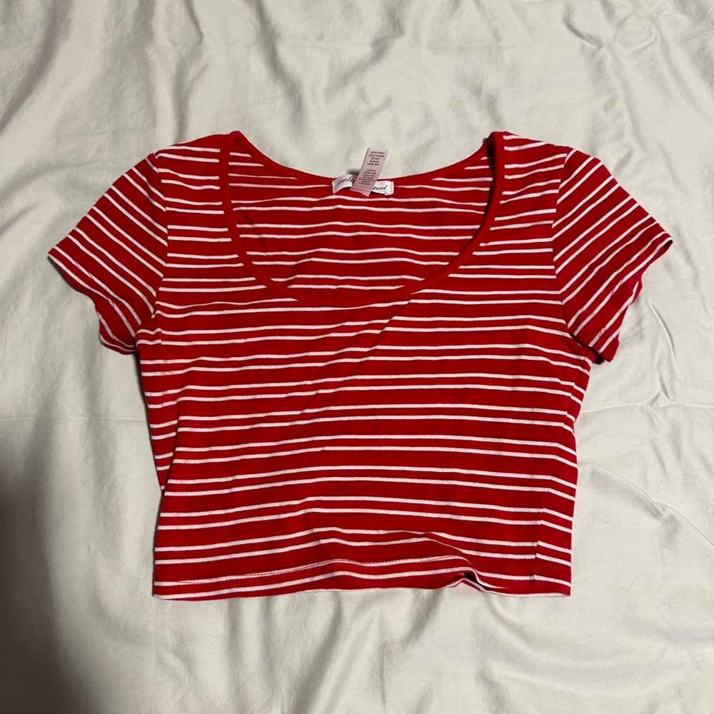 red and white cropped top